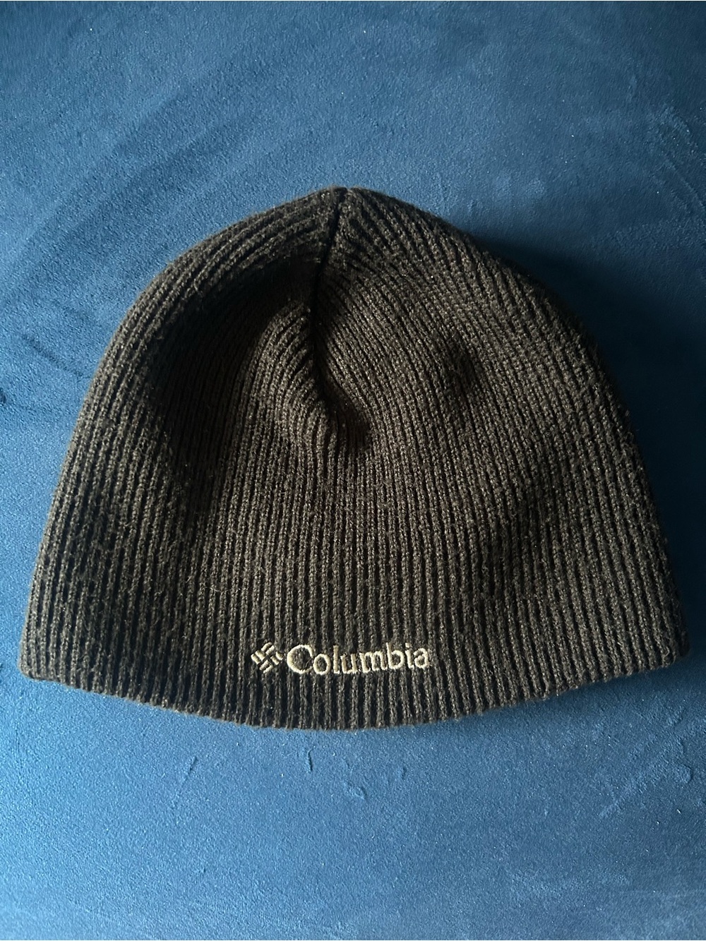 Columbia Black Ribbed Knit Beanie with White Logo